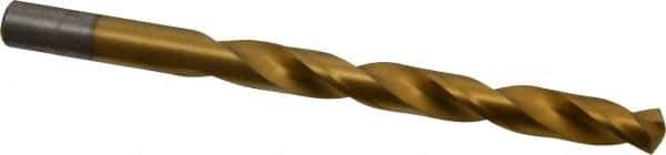 Chicago-Latrobe - 3/8" 135° Cobalt Jobber Drill - TiN Finish, Right Hand Cut, Spiral Flute, Straight Shank, 5" OAL, Split Point - Eagle Tool & Supply