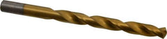 Chicago-Latrobe - 3/8" 135° Cobalt Jobber Drill - TiN Finish, Right Hand Cut, Spiral Flute, Straight Shank, 5" OAL, Split Point - Eagle Tool & Supply