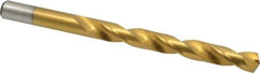 Chicago-Latrobe - 27/64" 135° Cobalt Jobber Drill - TiN Finish, Right Hand Cut, Spiral Flute, Straight Shank, 5-3/8" OAL, Split Point - Eagle Tool & Supply