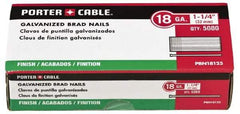 Porter-Cable - 18 Gauge 5/8" Long Brad Nails for Power Nailers - Grade 2 Steel, Galvanized Finish, Brad Head, Chisel Point - Eagle Tool & Supply