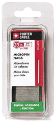 Porter-Cable - 23 Gauge 5/8" Long Pin Nails for Power Nailers - Grade 2 Steel, Galvanized Finish, Straight Stick Collation, Chisel Point - Eagle Tool & Supply