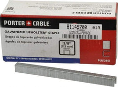 Porter-Cable - 3/8" Long x 3/8" Wide, 22 Gauge Crowned Construction Staple - Grade 2 Steel, Galvanized Finish - Eagle Tool & Supply