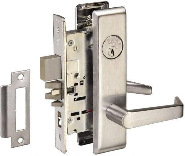 Yale - Extra Heavy Duty Privacy Lever Lockset - 2-3/4" Back Set, Satin Chrome Finish - Eagle Tool & Supply