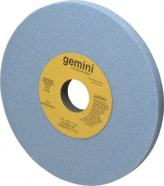 Norton - 7" Diam x 1-1/4" Hole x 1/2" Thick, I Hardness, 46 Grit Surface Grinding Wheel - Aluminum Oxide, Type 1, Coarse Grade, 3,600 Max RPM, No Recess - Eagle Tool & Supply