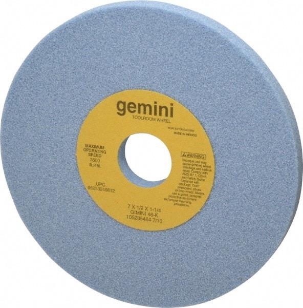 Norton - 7" Diam x 1-1/4" Hole x 1/2" Thick, K Hardness, 46 Grit Surface Grinding Wheel - Aluminum Oxide, Type 1, Coarse Grade, 3,600 Max RPM, No Recess - Eagle Tool & Supply