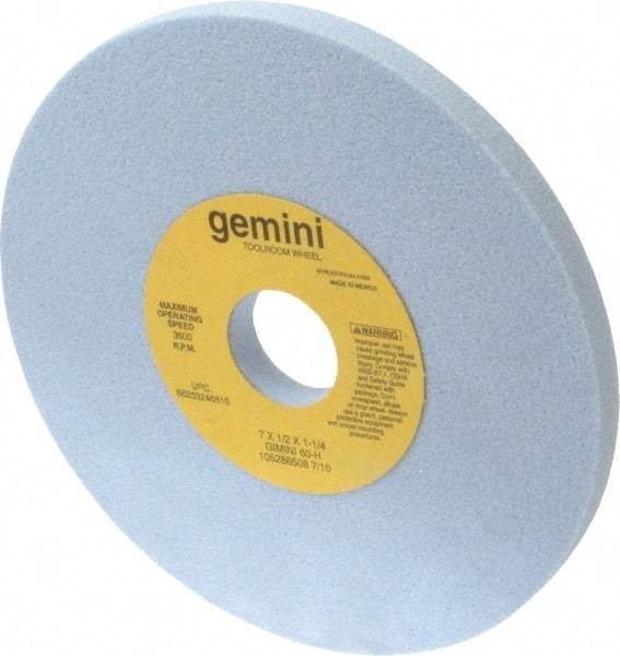 Norton - 7" Diam x 1-1/4" Hole x 1/2" Thick, H Hardness, 60 Grit Surface Grinding Wheel - Aluminum Oxide, Type 1, Medium Grade, 3,600 Max RPM, No Recess - Eagle Tool & Supply
