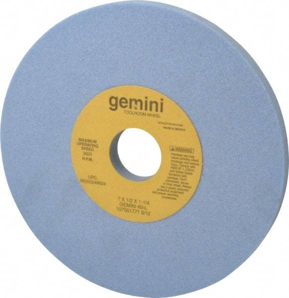 Norton - 7" Diam x 1-1/4" Hole x 1/2" Thick, L Hardness, 60 Grit Surface Grinding Wheel - Aluminum Oxide, Type 1, Medium Grade, 3,600 Max RPM, No Recess - Eagle Tool & Supply