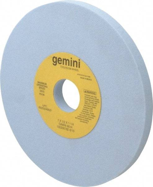 Norton - 7" Diam x 1-1/4" Hole x 1/2" Thick, H Hardness, 80 Grit Surface Grinding Wheel - Aluminum Oxide, Type 1, Medium Grade, 3,600 Max RPM, No Recess - Eagle Tool & Supply
