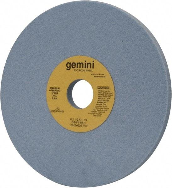 Norton - 8" Diam x 1-1/4" Hole x 1/2" Thick, H Hardness, 60 Grit Surface Grinding Wheel - Aluminum Oxide, Type 1, Medium Grade, 3,600 Max RPM, No Recess - Eagle Tool & Supply