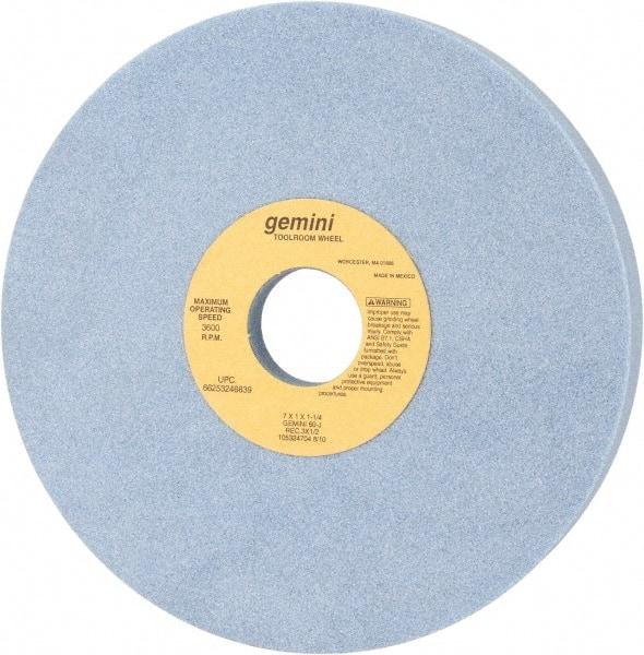 Norton - 7" Diam x 1-1/4" Hole x 1" Thick, J Hardness, 60 Grit Surface Grinding Wheel - Aluminum Oxide, Type 5, Medium Grade, 3,600 Max RPM, One-Side Recess - Eagle Tool & Supply