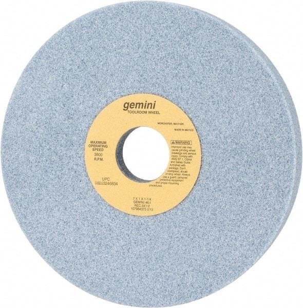 Norton - 7" Diam x 1-1/4" Hole x 1" Thick, I Hardness, 46 Grit Surface Grinding Wheel - Aluminum Oxide, Type 5, Coarse Grade, 3,600 Max RPM, One-Side Recess - Eagle Tool & Supply