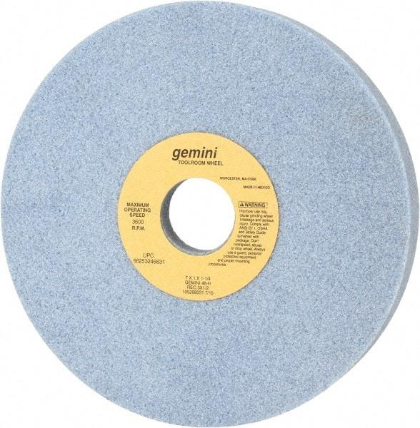 Norton - 7" Diam x 1-1/4" Hole x 1" Thick, H Hardness, 46 Grit Surface Grinding Wheel - Aluminum Oxide, Type 5, Coarse Grade, 3,600 Max RPM, One-Side Recess - Eagle Tool & Supply