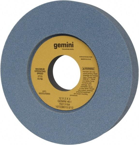 Norton - 12" Diam x 3" Hole x 2" Thick, I Hardness, 46 Grit Surface Grinding Wheel - Aluminum Oxide, Type 7, Coarse Grade, 2,705 Max RPM, Two-Side Recess - Eagle Tool & Supply