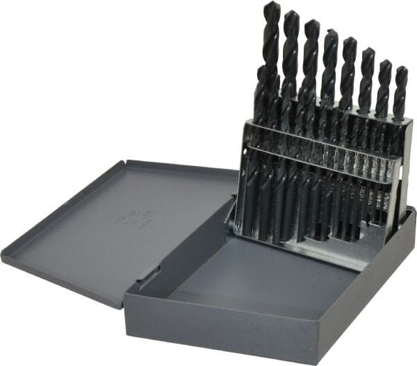 Chicago-Latrobe - 1/16 to 3/8", 118° Point, Oxide Finish, High Speed Steel Jobber Length Drill Bit Set - Eagle Tool & Supply