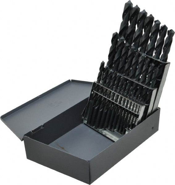 Chicago-Latrobe - 1/16 to 1/2", 118° Point, Oxide Finish, High Speed Steel Jobber Length Drill Bit Set - Eagle Tool & Supply
