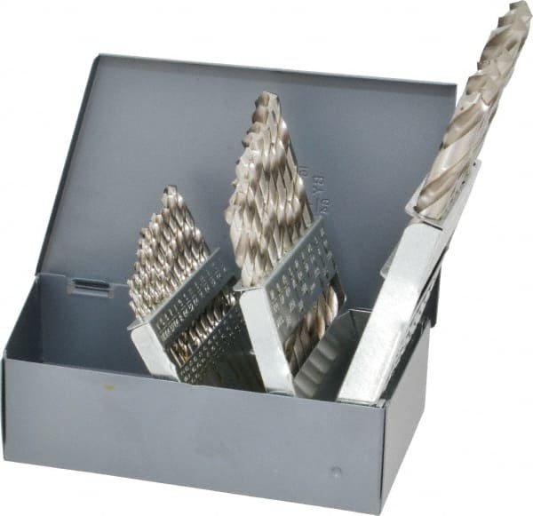 Chicago-Latrobe - 1/16 to 1/2", 118° Point, Bright Finish, High Speed Steel Jobber Length Drill Bit Set - Eagle Tool & Supply