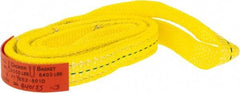 Lift-All - 4' Long x 1" Wide, 3,200 Lb Vertical Capacity, 2 Ply, Polyester Web Sling - 2,500 Lb Choker Capacity, Yellow - Eagle Tool & Supply
