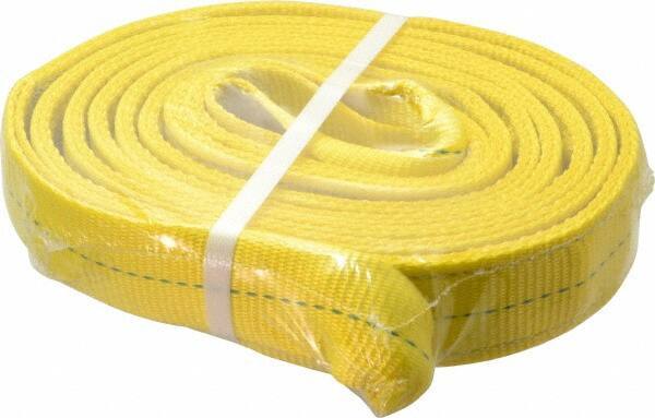 Lift-All - 14' Long x 2" Wide, 6,400 Lb Vertical Capacity, 2 Ply, Polyester Web Sling - 5,000 Lb Choker Capacity, Yellow - Eagle Tool & Supply