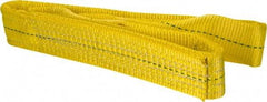 Lift-All - 4' Long x 2" Wide, 6,400 Lb Vertical Capacity, 2 Ply, Polyester Web Sling - 5,000 Lb Choker Capacity, Yellow - Eagle Tool & Supply