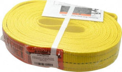 Lift-All - 16' Long x 2" Wide, 6,400 Lb Vertical Capacity, 2 Ply, Polyester Web Sling - 5,000 Lb Choker Capacity, Yellow - Eagle Tool & Supply