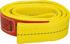 Lift-All - 4' Long x 2" Wide, 6,400 Lb Vertical Capacity, 2 Ply, Polyester Web Sling - 5,000 Lb Choker Capacity, Yellow - Eagle Tool & Supply