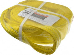 Lift-All - 12' Long x 3" Wide, 8,600 Lb Vertical Capacity, 2 Ply, Polyester Web Sling - 6,900 Lb Choker Capacity, Yellow - Eagle Tool & Supply