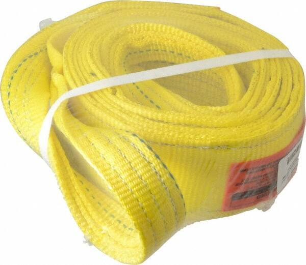 Lift-All - 8' Long x 3" Wide, 8,600 Lb Vertical Capacity, 2 Ply, Polyester Web Sling - 6,900 Lb Choker Capacity, Yellow - Eagle Tool & Supply