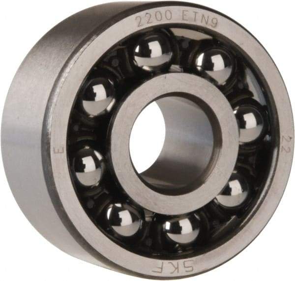SKF - 10mm Bore Diam, 30mm OD, Open Self Aligning Radial Ball Bearing - 14mm Wide, 2 Rows, Round Bore, 389 Lb Static Capacity, 1,810 Lb Dynamic Capacity - Eagle Tool & Supply