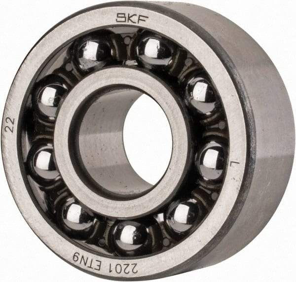 SKF - 12mm Bore Diam, 32mm OD, Open Self Aligning Radial Ball Bearing - 14mm Wide, 2 Rows, Round Bore, 427 Lb Static Capacity, 1,920 Lb Dynamic Capacity - Eagle Tool & Supply