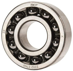 SKF - 15mm Bore Diam, 35mm OD, Open Self Aligning Radial Ball Bearing - 14mm Wide, 2 Rows, Round Bore, 459 Lb Static Capacity, 1,960 Lb Dynamic Capacity - Eagle Tool & Supply