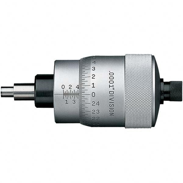 Starrett - 1 Inch, 2-1/16 Inch Plain Thimble, 5/16 Inch Diameter x 1-7/16 Inch Long Spindle, Mechanical Micrometer Head - Eagle Tool & Supply