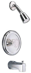 Moen - Concealed, One Handle, Chrome Coated, Steel, Valve, Shower Head and Tub Faucet - Knob Handle, Acrylic Handle - Eagle Tool & Supply