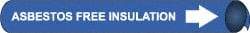 NMC - Pipe Marker with Asbestos Free Legend and Arrow Graphic - 4-5/8 to 5-7/8" Pipe Outside Diam, White on Blue - Eagle Tool & Supply
