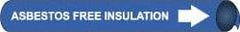 NMC - Pipe Marker with Asbestos Free Legend and Arrow Graphic - 4-5/8 to 5-7/8" Pipe Outside Diam, White on Blue - Eagle Tool & Supply