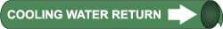 NMC - Pipe Marker with Cooling Water Return Legend and Arrow Graphic - 1-1/8 to 2-3/8" Pipe Outside Diam, White on Green - Eagle Tool & Supply