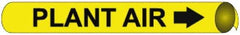 NMC - Pipe Marker with Plant Air Legend and Arrow Graphic - 6 to 8" Pipe Outside Diam, Black on Yellow - Eagle Tool & Supply