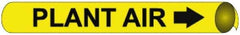 NMC - Pipe Marker with Plant Air Legend and Arrow Graphic - 3-3/8 to 4-1/2" Pipe Outside Diam, Black on Yellow - Eagle Tool & Supply