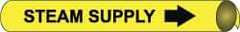 NMC - Pipe Marker with Steam Supply Legend and Arrow Graphic - 4-5/8 to 5-7/8" Pipe Outside Diam, Black on Yellow - Eagle Tool & Supply