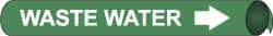 NMC - Pipe Marker with Waste Water Legend and Arrow Graphic - 1-1/8 to 2-3/8" Pipe Outside Diam, White on Green - Eagle Tool & Supply