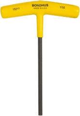 Bondhus - 1/4" Hex, T-Handle Cushion Grip, Hex Key - 6" OAL, Protanium High Torque Steel, Inch System of Measurement - Eagle Tool & Supply