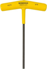 Bondhus - 3/16" Hex, T-Handle Cushion Grip, Hex Key - 6" OAL, Protanium High Torque Steel, Inch System of Measurement - Eagle Tool & Supply