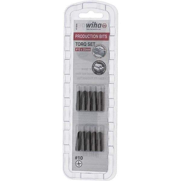 Wiha - 1/4" Drive, #10 Torq-Set Screwdriver Bit - 1" OAL - Eagle Tool & Supply