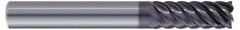 Kennametal - 3/8", 15/16" LOC, 3/8" Shank Diam, 4" OAL, 5 Flute, Solid Carbide Square End Mill - Single End, AlTiN Finish, Spiral Flute, 50° Helix, Centercutting, Right Hand Cut, Right Hand Flute, Series HPRDM - Eagle Tool & Supply
