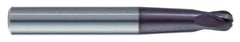 Kennametal - 3/8" Diam, 3/8" LOC, 4 Flute Solid Carbide Ball End Mill - AlTiN Finish, Single End, 5" OAL, 1/2" Shank Diam, Spiral Flute - Eagle Tool & Supply