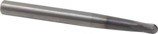 Kennametal - 1/4" Diam, 1/4" LOC, 4 Flute Solid Carbide Ball End Mill - AlTiN Finish, Single End, 4" OAL, 3/8" Shank Diam, Spiral Flute - Eagle Tool & Supply