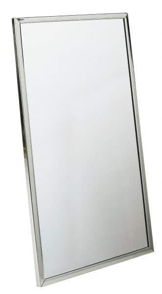 Bradley - 24 Inch Wide x 36 Inch High, Theft Resistant Rectangular Glass Washroom Mirror - Stainless Steel Frame - Eagle Tool & Supply