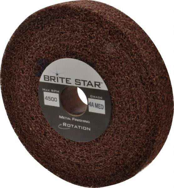 Brite Star - 6" Diam, 1" Face Width, 1" Center Hole, Medium Grade, Aluminum Oxide Deburring Wheel - Convolute, Hard Density 4 Grade, 6,000 RPM - Eagle Tool & Supply