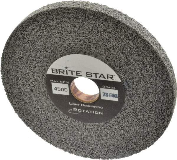 Brite Star - 6" Diam, 1/2" Face Width, 1" Center Hole, Fine Grade, Silicon Carbide Deburring Wheel - Convolute, Medium Density 7 Grade, 6,000 RPM - Eagle Tool & Supply
