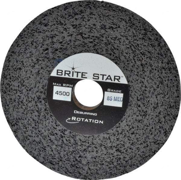 Brite Star - 6" Diam, 1/2" Face Width, 1" Center Hole, Medium Grade, Silicon Carbide Deburring Wheel - Convolute, Hard Density 8 Grade, 4,500 RPM - Eagle Tool & Supply