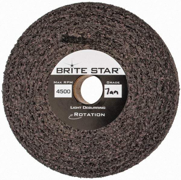 Brite Star - 6" Diam, 1" Face Width, 1" Center Hole, Medium Grade, Aluminum Oxide Deburring Wheel - Convolute, Hard Density 8 Grade, 6,000 RPM - Eagle Tool & Supply